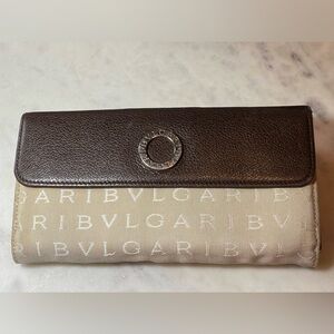 Bulgari canvas/leather long wallet